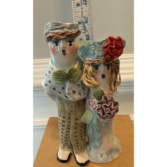 Ellen Williams Ganz Ceramic Couple Candlestick Holders Man & Woman 10” - Picture 5 of 6